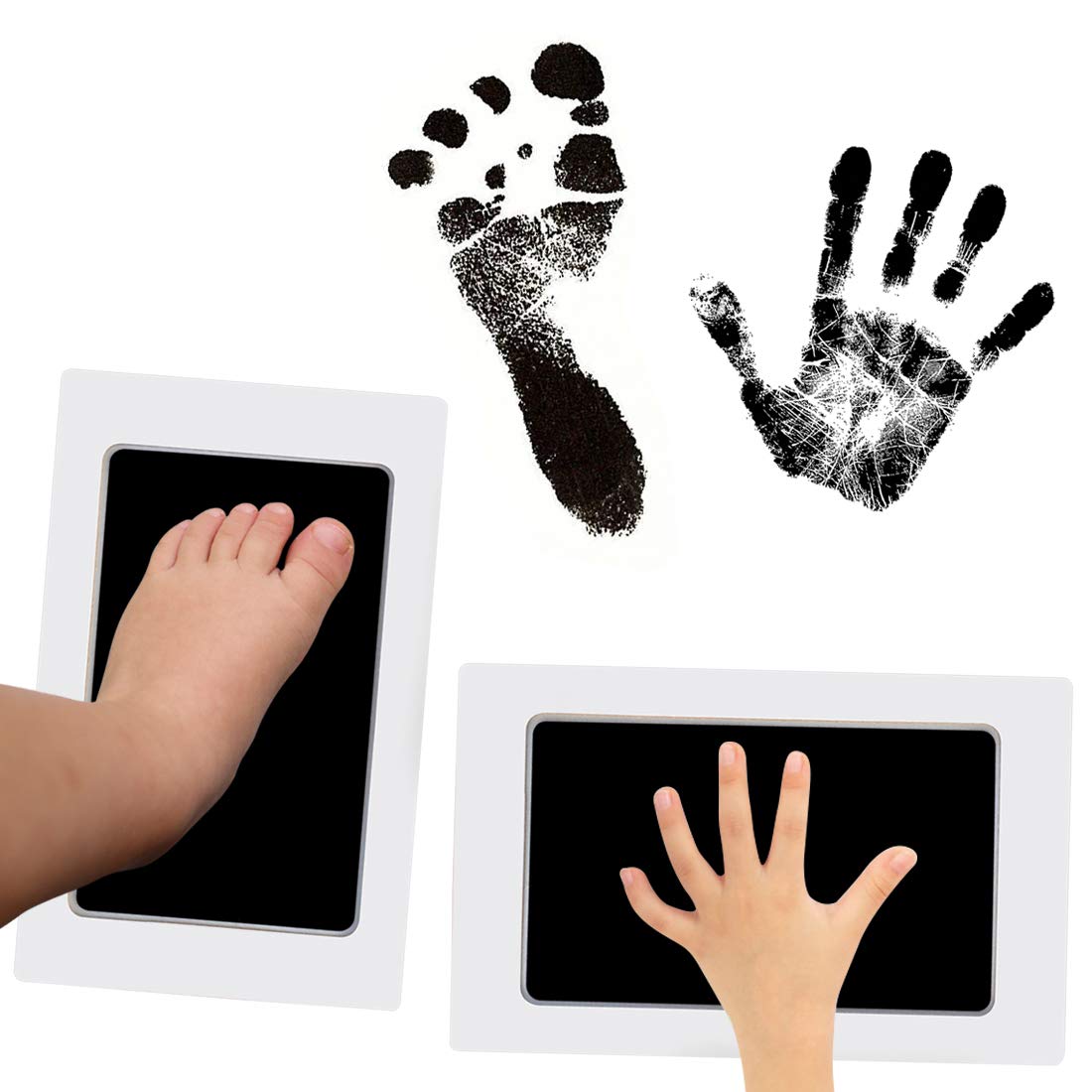 Yolyoo Baby Handprint and Footprint Ink Pad for Newborn,Inkless Infant Hand & Foot Stamp,No Mess and Baby Safe Included Safe Non-Toxic Ink Pad White