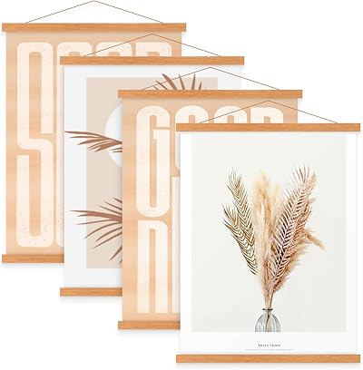 Benjia 4 Pack A1 Poster Frame Frames 61cm x 91.5cm Teak Magnetic Hanger