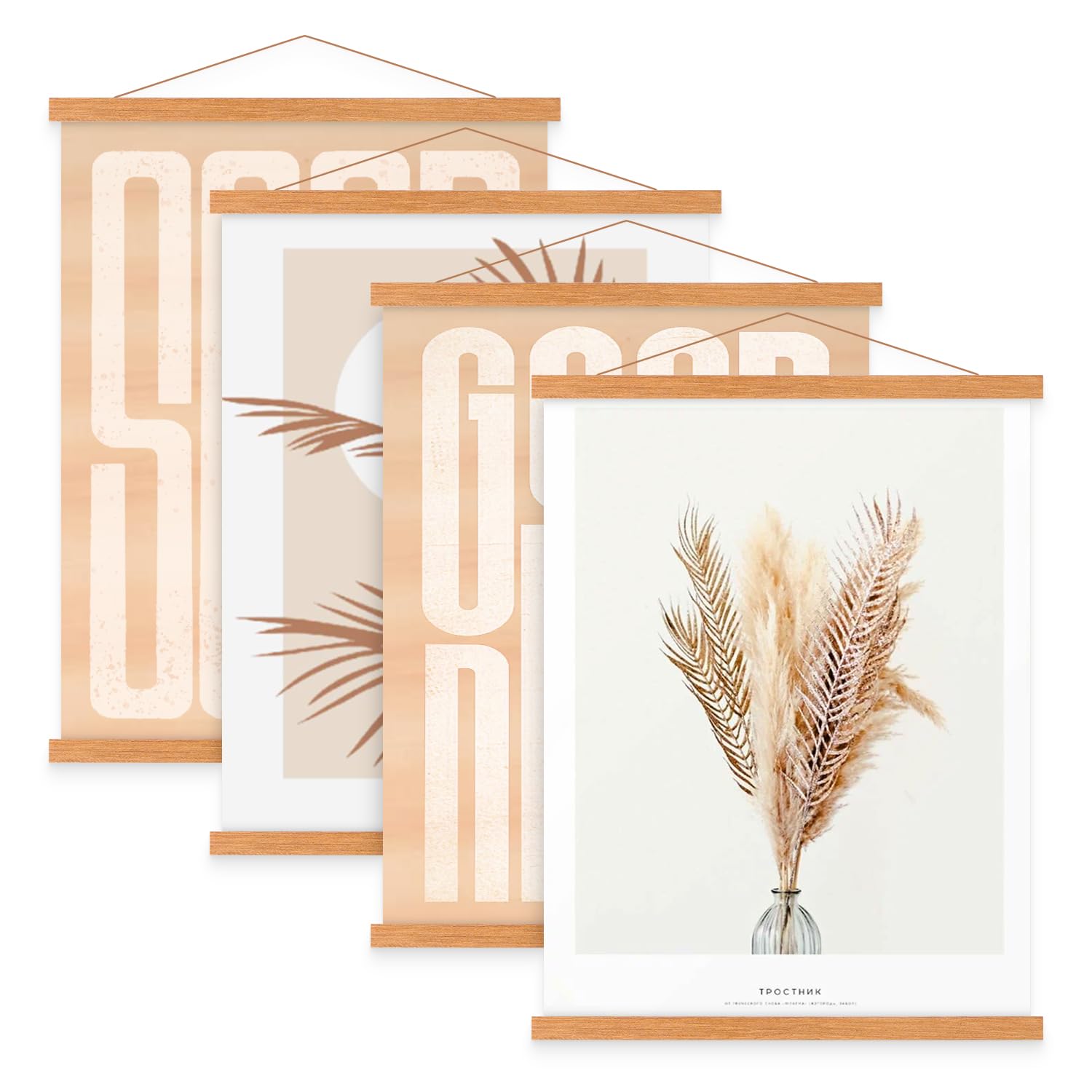Photo 1 of Benjia 4 Pack 11x14 11x17 Poster Frame, Magnetic Light Wood Frame Hanger for Photo Picutre Canvas Artwork Art Print Wall Hanging (4 Packs, 11", Teak Color)