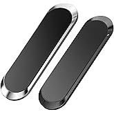 SALEX Flat Magnetic Phone Mounts 2 Pack. Black & Silver Cell Phone Holder for Car Dashboard, Truck. Universal Stick on iPad Wall Magnet Mount Kit for Tablets, Smartphones. Phone Car Mount for iPhone