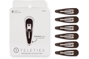 TELETIES - Snap Clip - Snag-Free Design - Hair Clip Barrette for Women & Girls - Gentle Yet Secure Hold - Smooth Finish - For All Hair Types & Textures - One Size (1.75”) - 6 Count - Brown