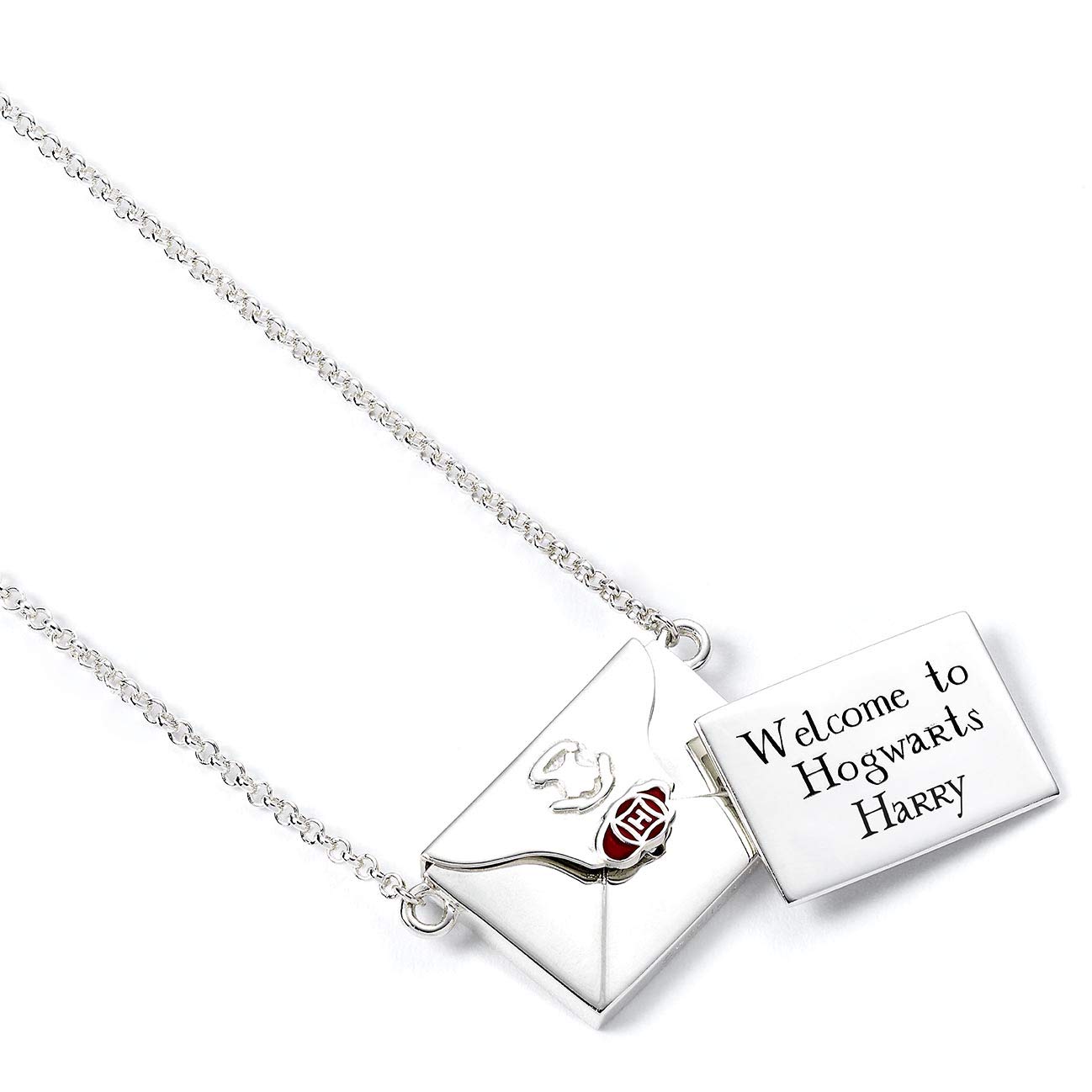 Harry Potter Sterling Silver Acceptance Letter Necklace in Opening Envelope by The Carat Shop