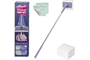 CIAMORE ClicLak Mini Sweeper, Instantly Attach & Remove Cloth Without Touch, Small Clamp Clip Duster with 10 Cleaning Pads, Dry and Wet Easy Use for Kitchen Bathroom Wall Mirrors