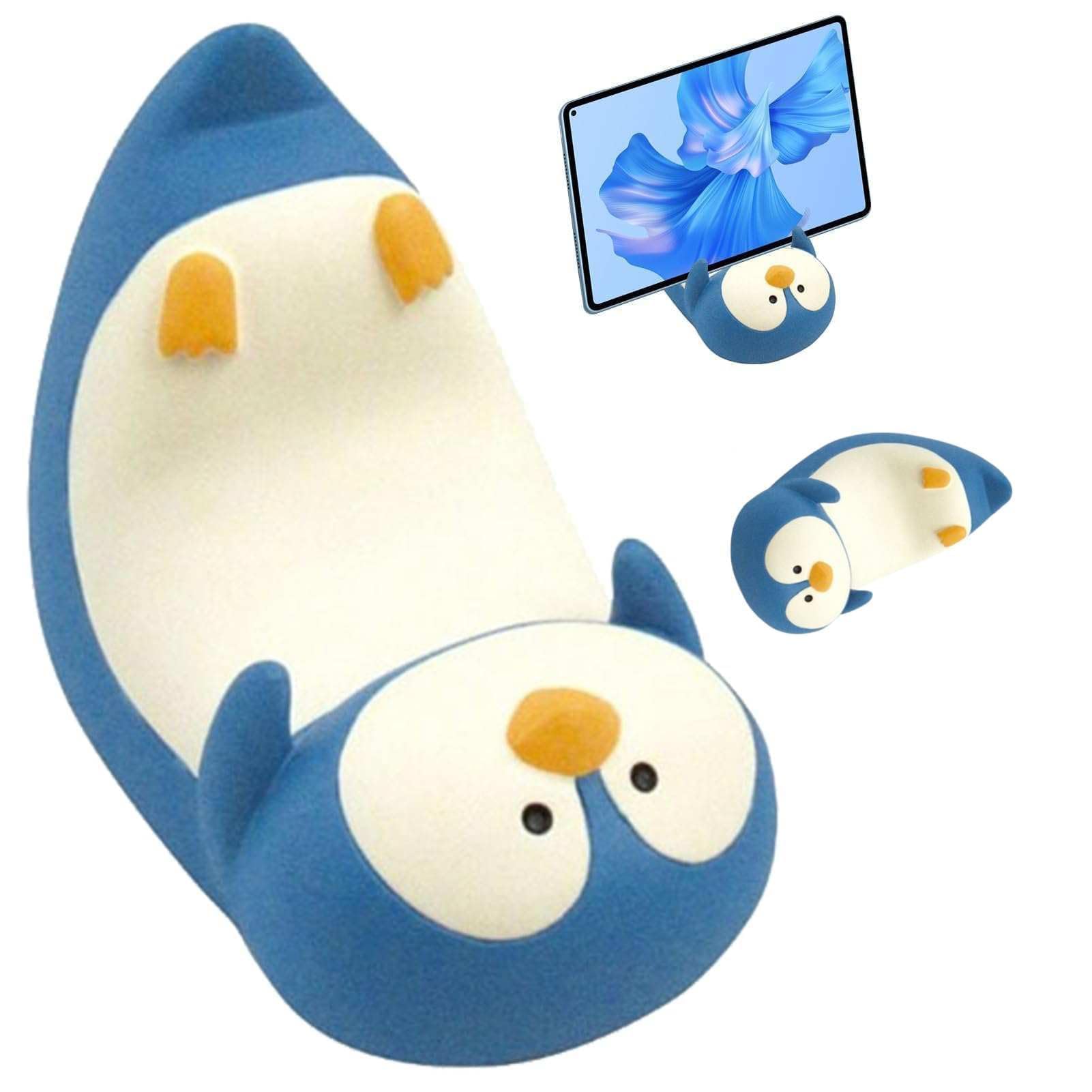 Cyrank Phone Stand, 3.1×2.6×1.8 Cell Phone Stand for Desk in Cute Dolphin Shark Penguin Phone Holder Cute Home Decor Small Desk Smartphone Stand Mount for Small Smartphone (Penguin)