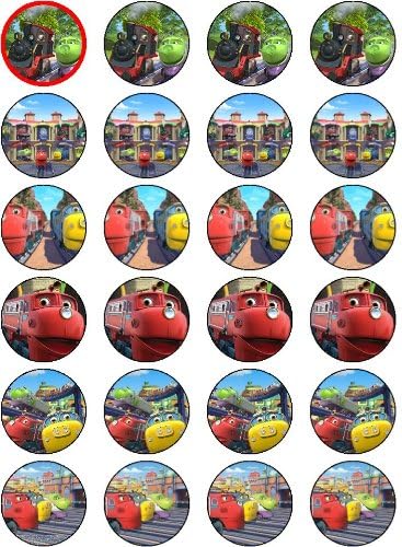 CHUGGINGTON 24 EDIBLE WAFER - RICE PAPER CAKE TOPPERS EACH DESIGN IS 40mm IN DIAMETER