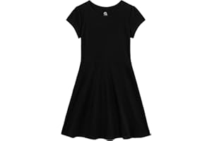GNODIO Girls Dress Summer Skater T-Shirt Dress Cotton Toddler Casual Short Sleeve Solid Color Dress for Kids 2-12 Years