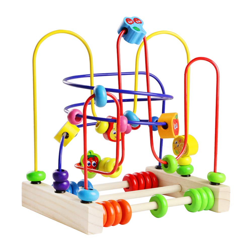Fajiabao Bead Maze Wooden Toys Roller Coaster Colorful Abacus Circle Toy for Kids Boys Girls