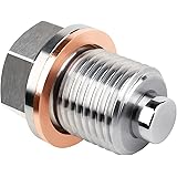 DEEFILL M16 X 1.5 Magnetic Oil Drain Plug, Stainless Steel Sump Drain Nut Bolt with Copper Crush Washer Compatible with Subar