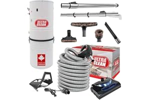 ULTRA CLEAN LOGO Ultra Clean SC100 Heavy Duty Powerful Central Vacuum System – Made in Canada – with Deluxe Electric Hose, Powerhead and Accessory Package (30 ft, Pigtail, Black)