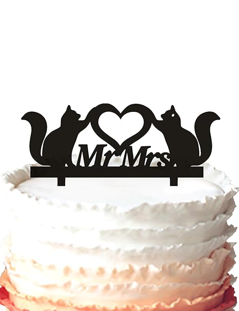 Kaishihui Two Squirrels With Heart Mr Mrs Wedding Cake Topper