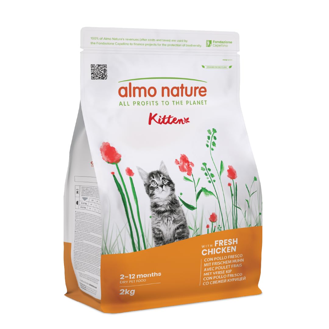 Almo Nature Functional - Kitten - Dry Cat Food for Kitten and Suitable for Pregnant or Lactating Females - Kibbles with Fresh Chicken - Nutritionally Balanced - 2 kg