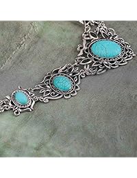 Chicer - Juego de collar y pendientes de turquesa bohemia para mujeres y niñas (verde)