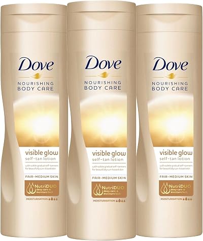 3x Dove Nourishing Body Care Visible Glow Gradual Tan Lotion Fair to Medium
