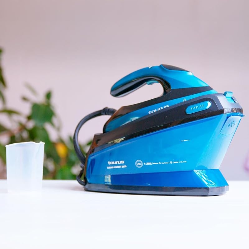 Sliding Perfect 2800 - Centro de planchado | 2800W Potencia | 5.5 bares de presión | Pantalla digital | Cerámica | Super vapor de 400g/min | Modo ECO | Planchado vertical | Azul