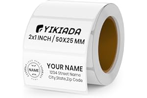 YIKIADA Direct Thermal Labels 1 X 2 Inches White Rectangle Shipping Labels Self-Adhesive Waterproof Thermal Sticker Paper for