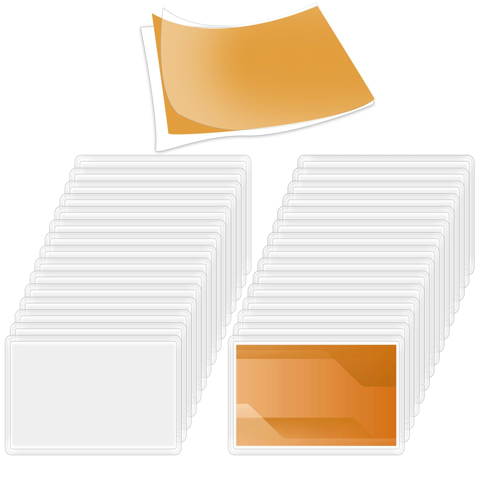 Photo 1 of 100 Pack 2.5x3.7-Inches Transparent Universal Thermal Laminating Sheets, Self-Sealing Laminating Pouches Business Card, Pouches Premium Films for Work Permits Pass Cards Student ID Cards