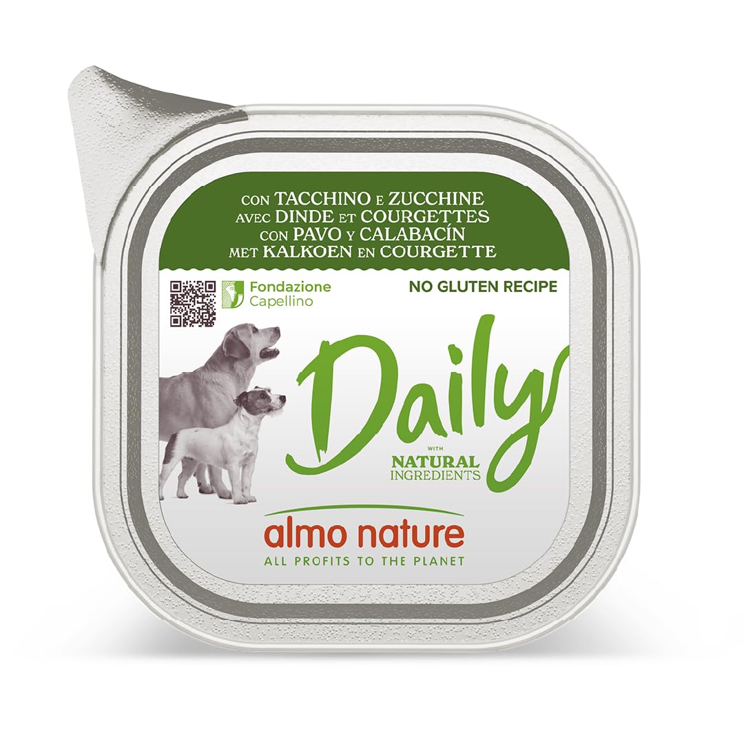 Almo Nature Daily Wet Dog Food No Grain Pate with Turkey and Courgette, 100 g, Pack of 32
