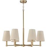 Capital Lighting 454561MA Mira Bleached Natural Rope Shades Chandelier, 6-Light 360 Total Watts, 13" H x 30" W, Matte Brass