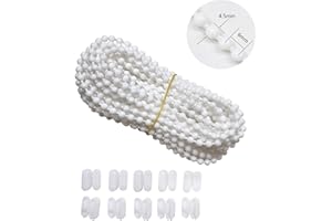 Luanxu 10 Meters (10.94 Yards) with 10 PCS of Connectors for Roller Blind Bead Chain Cord Venetian Honeycomb Vertical Shade Blind Cord for Roller Blind Replacement Parts Repair Fittings (White)