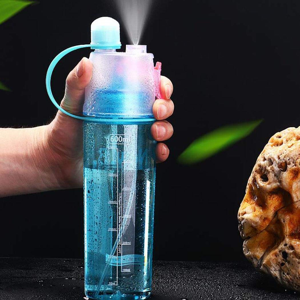 HEMIZA Mist Spray Water Bottle 600ml Portable Sport Water Bottle, Anti