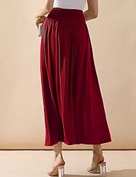 DOUBLJU Casual High Waisted Maxi Skirts with Pocket