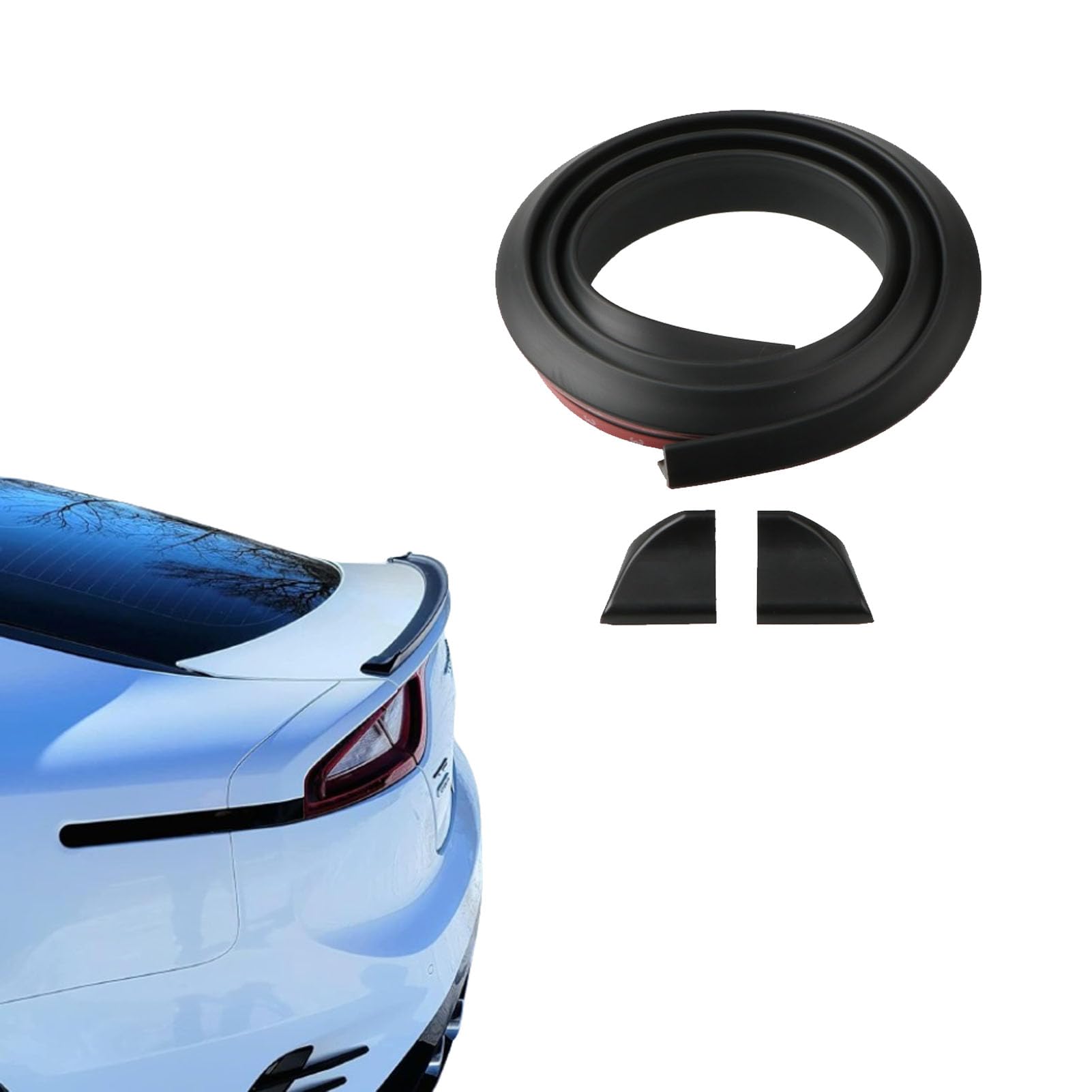 DuDuZui Car Rear Spoilers,1.5m/4.9ft Universal Matte Black Car Rubber Strip Bar Spoiler Tailfin Tail Fin Rear Wing Tailgate Hatchback for Most Popular Cars