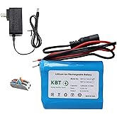 KBT 12V 1200mAh Rechargeable Li-ion Battery, Bare Leads Wire Replacement Battery Pack with Charger Compatible for 12V Devices RC Car, Boat, Robot, DIY, LED Light Kit