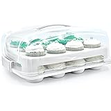 Top Shelf Elements Cupcake Carrier, Fashionable White Cupcake Holder Carries 24 Standard-Size Cupcakes, Durable Muffin Travel