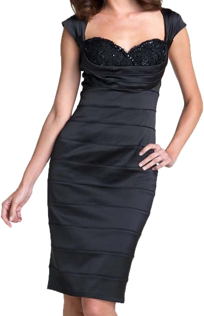 black satin sheath dress