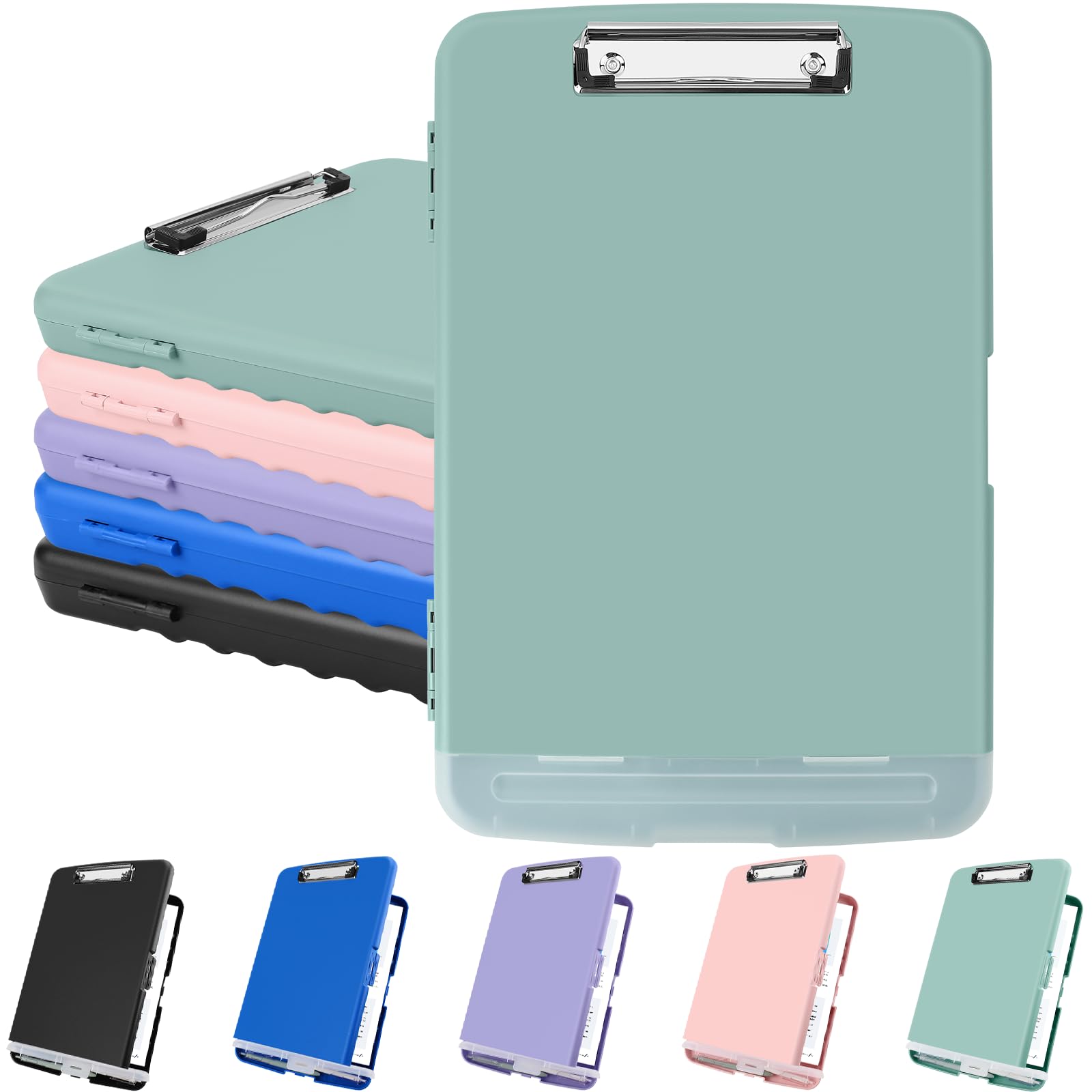 Photo 1 of Meiikun Clipboard with Storage, Plastic Clipboards 8.5x11 with Pen Holder, High Capacity Nursing Clipboard Folder, Side Opening Storage Clip Board for Office Work Nurses Teachers (Grey Green)