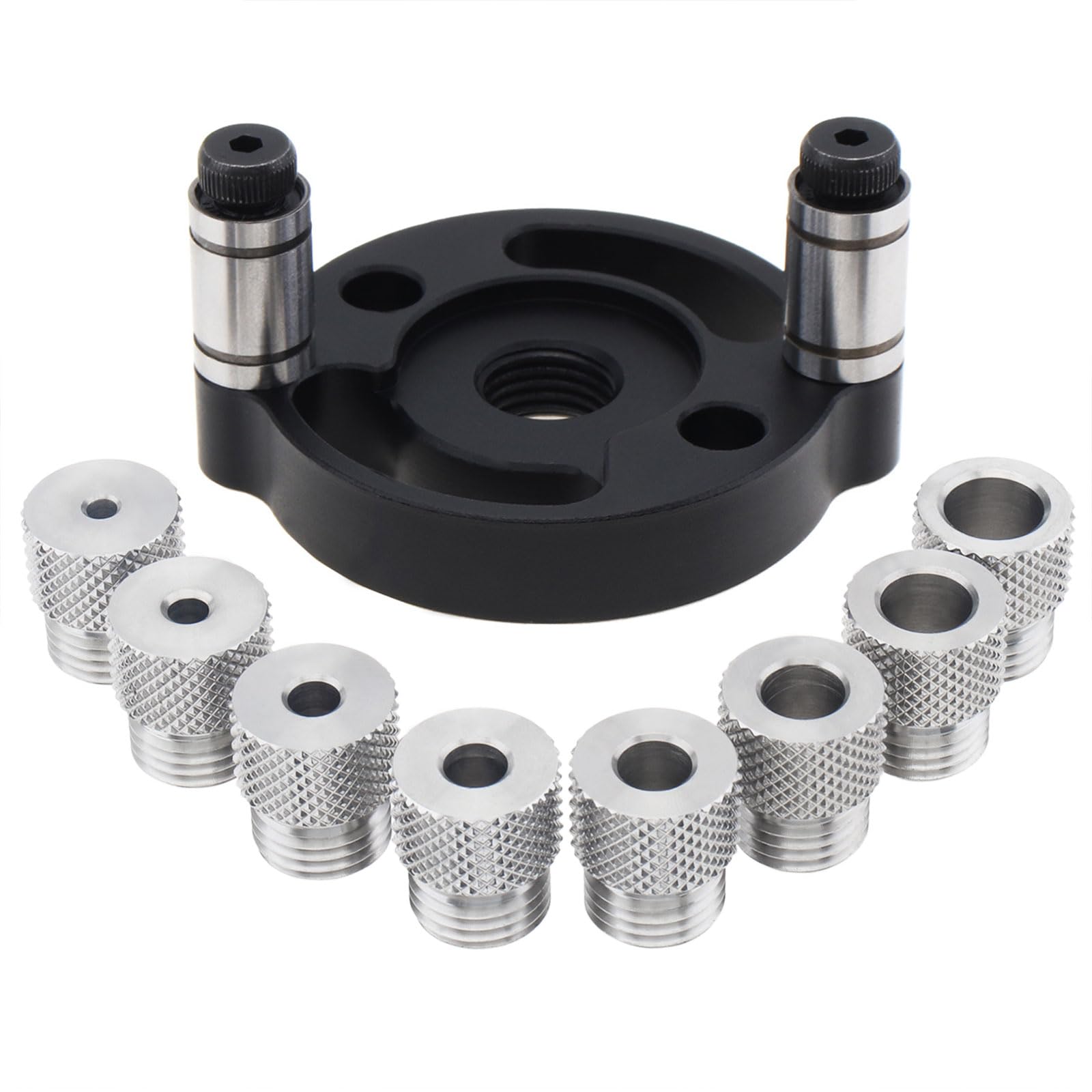 Omninmo 9pcs Self Centering Doweling Jig Center Dowel Jig Handheld Drill Guide Locator for Straight Holes Wood Panel Hole Puncher, Woodworking Center Drilling Positioner