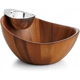 nambe Harmony Chip and Dip Server | Chips and Salsa Serving Dish | Salad Bar Serving Set for A Party | Chilled Dip Serving Bowl | Made of Acacia Wood and Metal Alloy