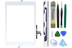 DEDYEL Touch Screen Replacement for iPad 5 2017 9.7 inch, A1822 A1823 A1474 A1475 Digitizer Glass Assembly Without Home Button (not Include LCD) + Pre-Installed Adhesive + Tool Kits(White