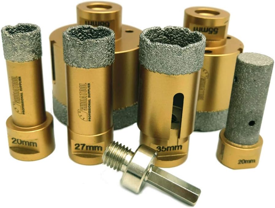 SHDIATOOL Diamond Drill Core Bits Kit with Box 20/27/35/55/68mm and a 20mm Finger Bit an Adapter for Tile Porcelain Granite Marble-Set of 7 - Image 4