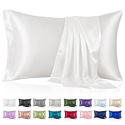 Silk Like Satin Pillowcase Queen Size, White Smooth