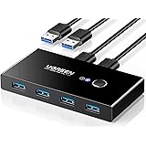 UGREEN USB 3.0 Switch Selector 2 Computers Share 4 USB 3.0 Ports KVM Switcher USB for PC Laptop Keyboard Mouse Printer Scanne