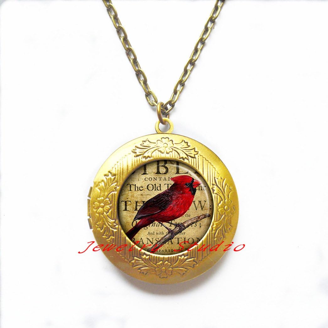 Redbird Collage Locket Necklace, Redbird Locket Necklace, Redbird Locket Pendant