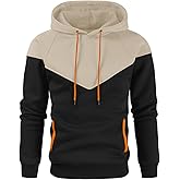 Niceif Men's Midweight Fleece Pullover Hoodies Casual Color Block Hooded Sweatshirt with Pockets