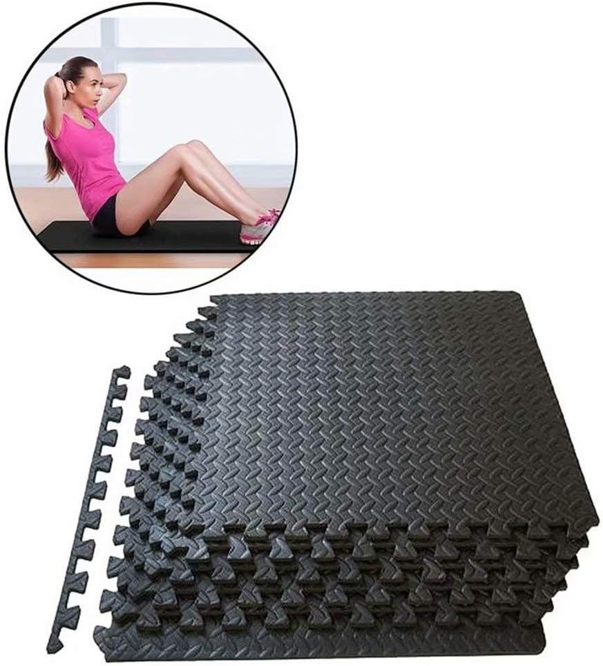 Fatapaese Puzzle Exercise Mat Gym Mat with EVA Foam Interlocking Tiles for Exercise, MMA, Gymnastics and Home Gym Protective Flooring, Black/Gray/Blue
