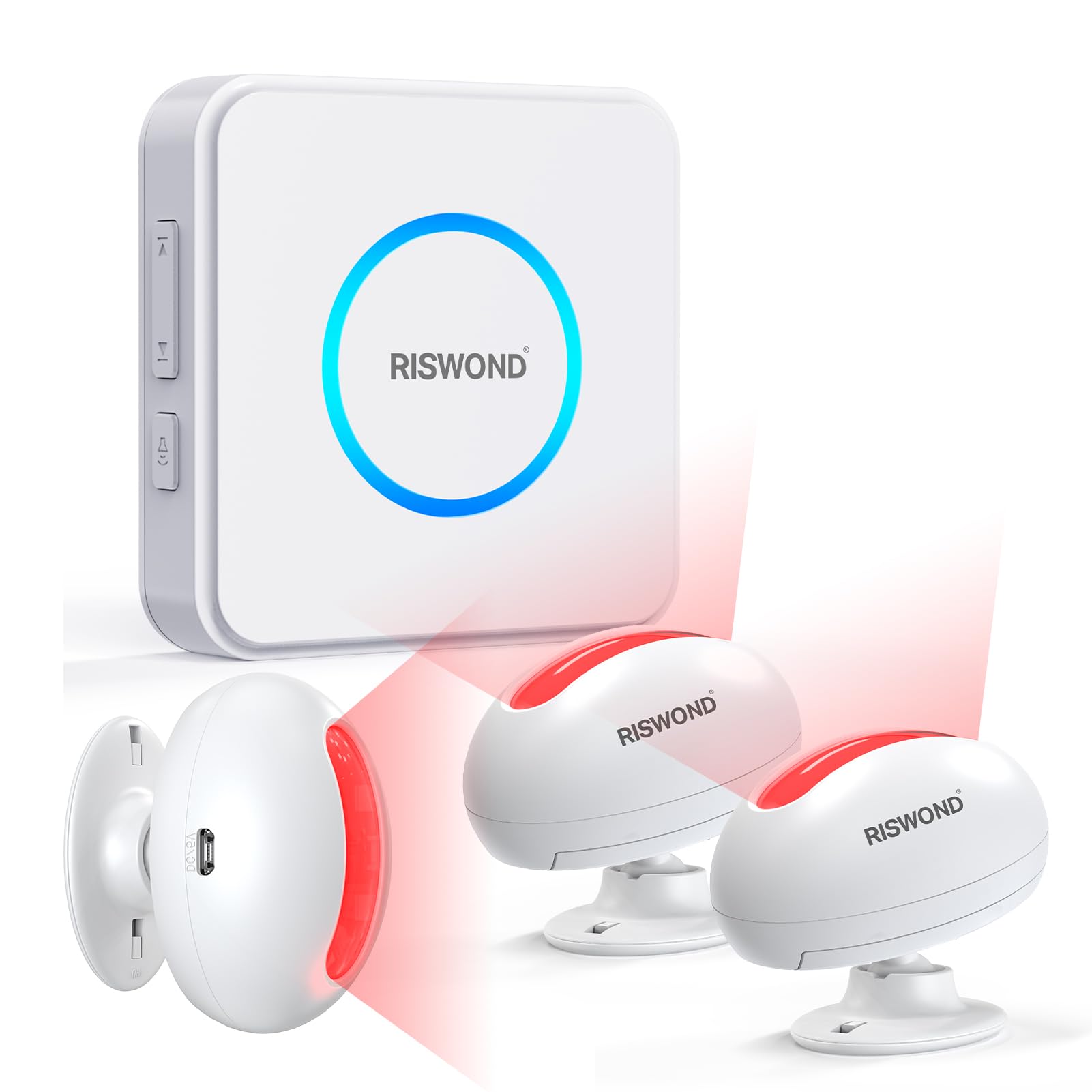 Photo 1 of Motion Sensor Door Chime, Wireless Motion Detector Alarm Indoor, Business Entry Alert Bell with Buzzer, Doorbell for Home/Garage Door/Store, USB/Battery Powered,1 Receiver +3 Sensors