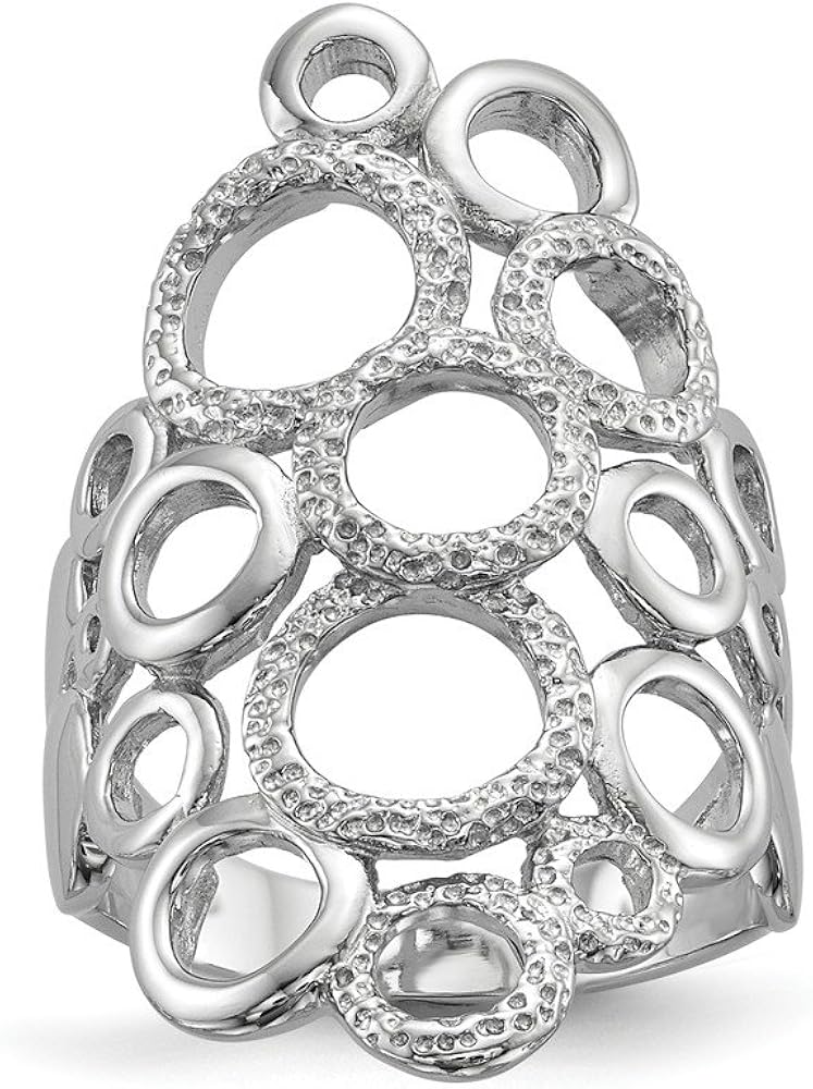 925 Sterling Silver Textured Circles Band Ring Fine Jewelry For Women Gift Set