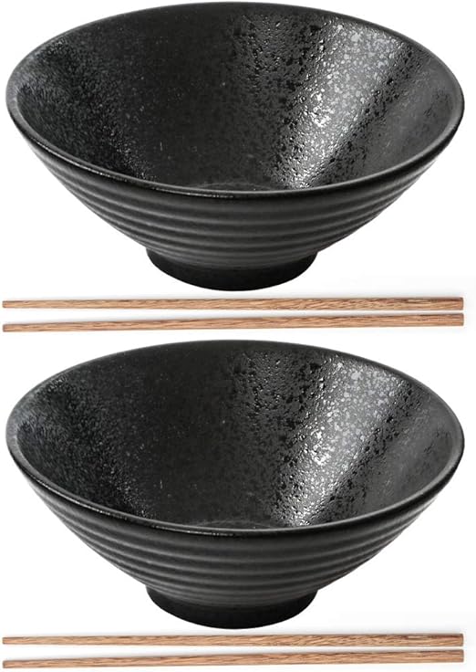 2X Japanese Ramen Bowls, Large Vintage Ramen Bowl with Chopsticks 900ml