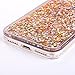SUPVIN Bling Glitter Sparkle Shiny Liquid Phone Case for Girls Women Floating Bumper Cute Case with Rhinestone Diamond [TPU+PC] Compatible for iPhone 7 Plus/iPhone 8 Plus(Gold)