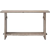 Castleton Mango Wood Console Table, 52 in. W Entryway Table with Dual Shelf Storage, Driftwood Finish, Ideal for Mudroom, Hallway, or Living Room