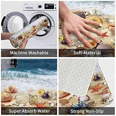 Beach Bathroom Rug Seashell Bath Mat Non Slip Soft Comfortable Water Absorption Doormat 24x16 Inch 61tq0yL%2B6dS