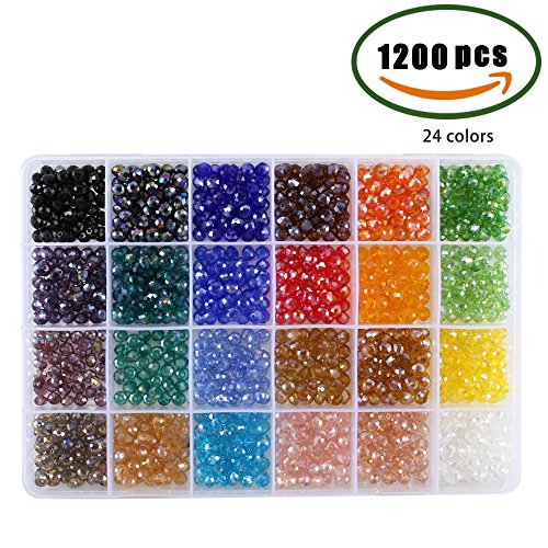 ManYee 1200Pcs 6mm Faceted Bicone Crystal Glass Beads with Container Box For Jewelry Making,DIY Beading Projects, Bracelets, Necklaces, Earrings, 24 Colors - Thumbnail 7