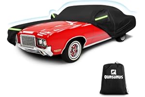 Q QUNSUNUS QUNSUNUS Waterproof Car Cover for Oldsmobile Cutlass 1966-1980/1988, Outdoor Car Cover with Zipper, Full Exterior Car Covers for Automobiles All Weather with Wind, Sun, UV and Dust Protection