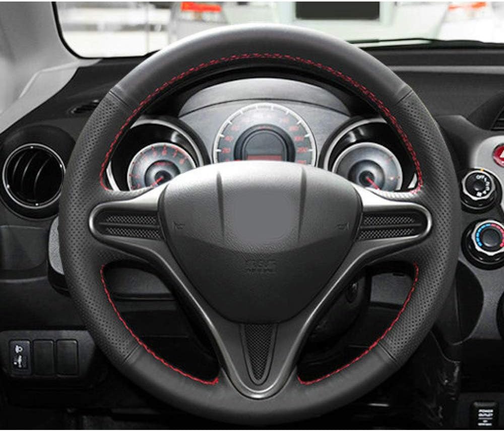 QCCOKNN Car Accessories Hand-stitched Car Steering Wheel Cover， For Honda Fit Jazz City 2009-2013 Insight 2010-2014 2011 2012
