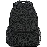 Oarencol Black Leopard Backpack Animal Skin Print Bookbag Daypack Travel Hiking Camping School Laptop Bag