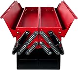 Crystals 3 Tiers Cantilever Tool Box 5 Trays Red Steel Organizer 47x32x20cm view 5